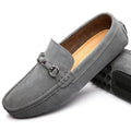 Men's black slip-on leather shoes with square toe and matte cowhide construction