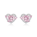Women's heart stud earrings with electroplated white K finish on copper