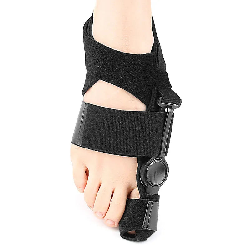 Black big toe orthopaedic belt with Velcro and ABS support for left or right foot, average size adult