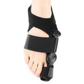 Black big toe orthopaedic belt with Velcro and ABS support for left or right foot, average size adult