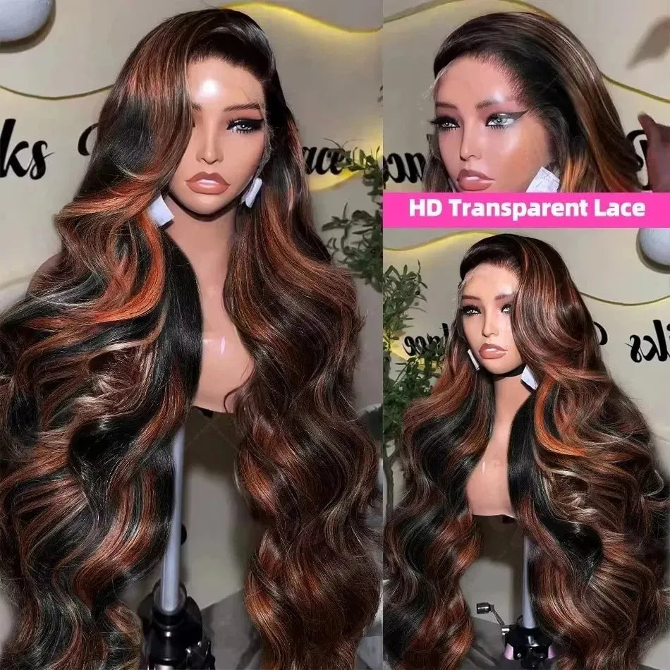 Gradient colour big wave high-temperature fiber wig in brown natural style for any skin colour