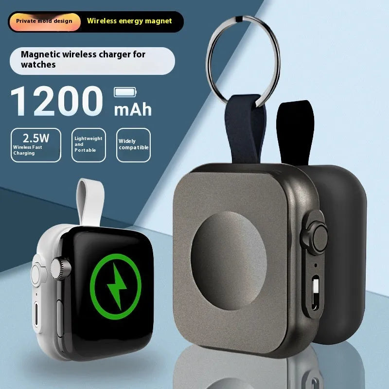 Mini magnetic wireless power supply in gun colour, black, or white, 2.5W output, fixed charger.