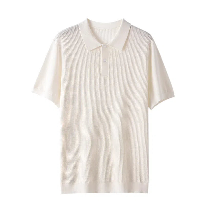 Men's solid colour mulberry silk short sleeve top in white, black, camel, or gray, sizes M to XXXL
