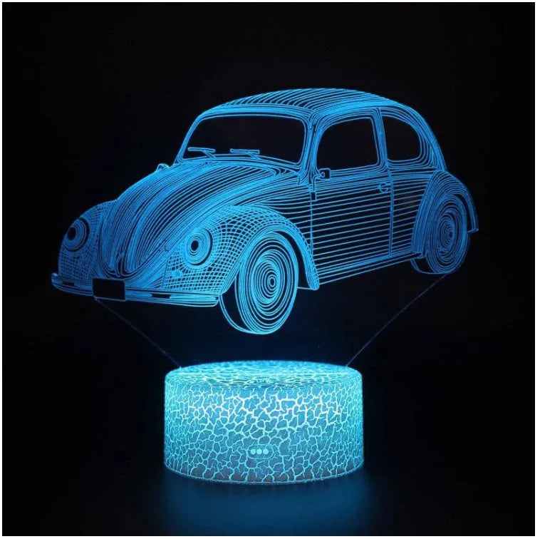 3D LED table lamp with colourful touch control and remote on acrylic shade with ABS base