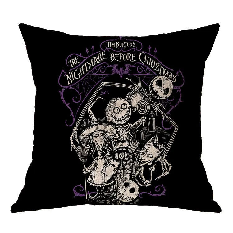 Linen skull Halloween pillow cover 45x45cm square cushion case for sofa and bed decoration