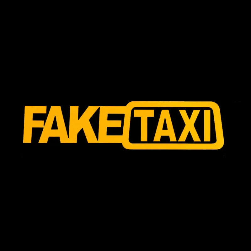 Waterproof PET Fake Taxi car window sticker measuring 20 by 8 cm in black text version.