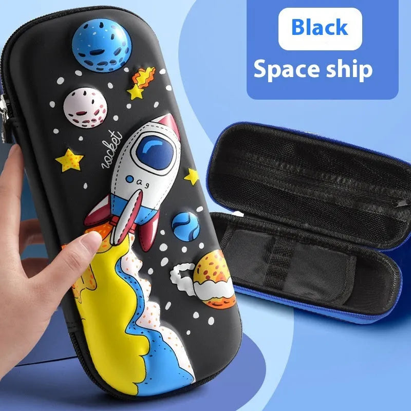 3D leather pencil case showing multiple design options including space, fantasy and animal themes