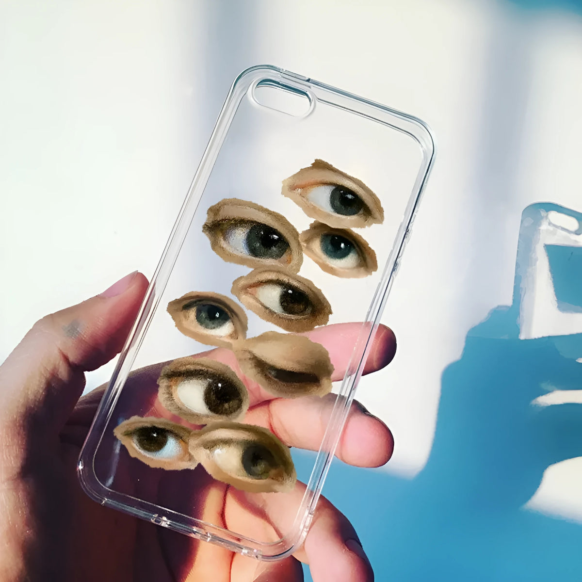 Hand drawn eye soft silicone phone case with non-slip surface for iPhone models