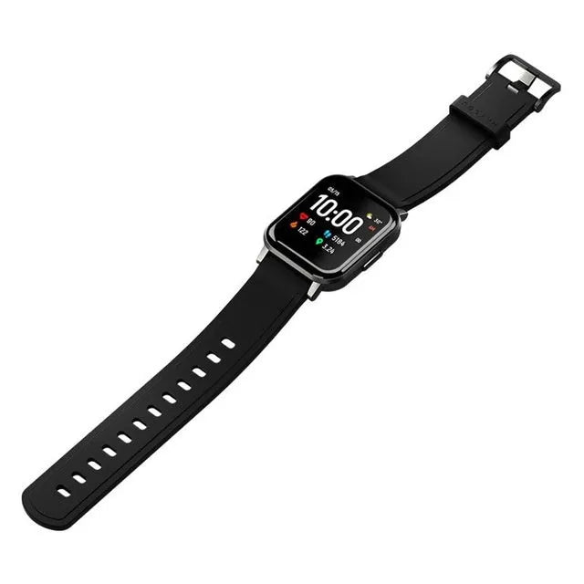 Black waterproof smart bracelet with 1.4-inch colour screen and silicone strap on a wrist