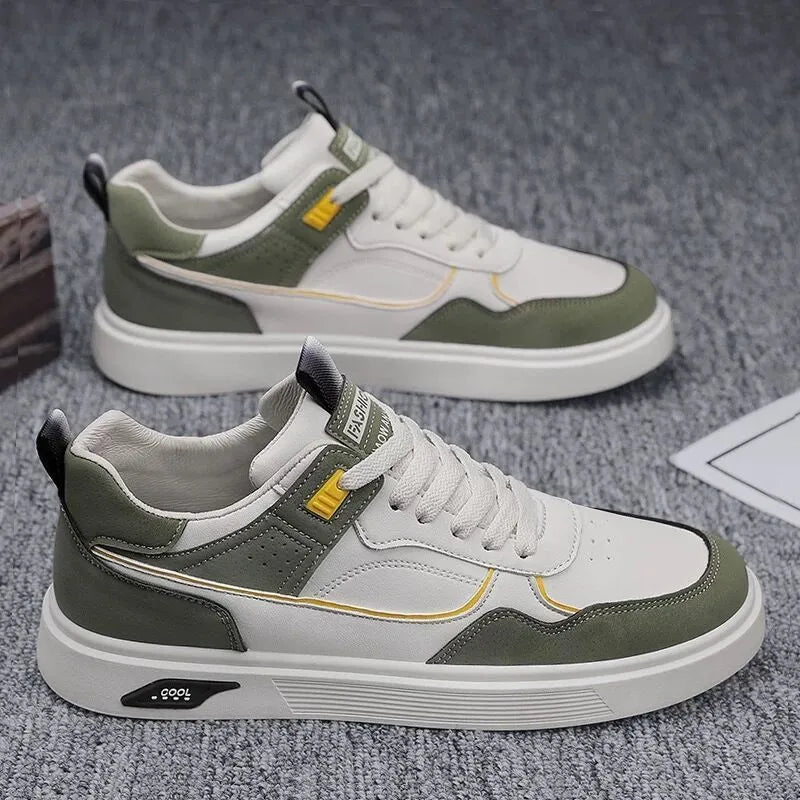 Men's Korean-style canvas board shoes with mesh lining in black, beige or gray