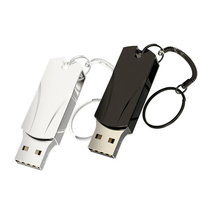 Metal swivel USB flash drive 40x15x8mm with USB 2.0 connector, shown in silver or grey