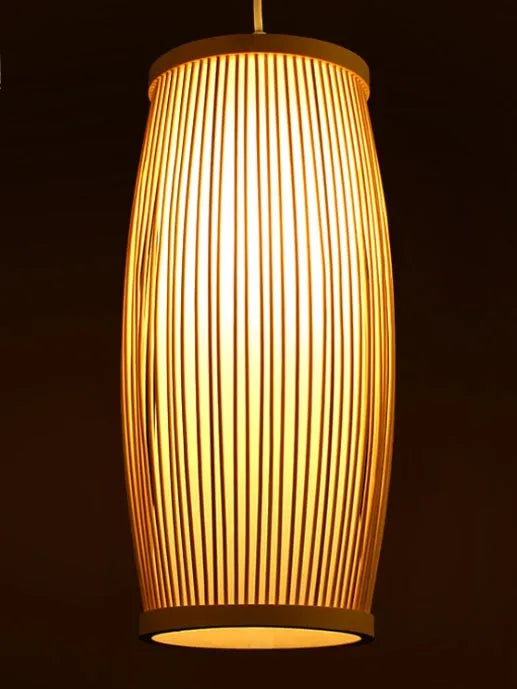 Natural bamboo plait decoration lamp with compact 15cm diameter and 35cm height.