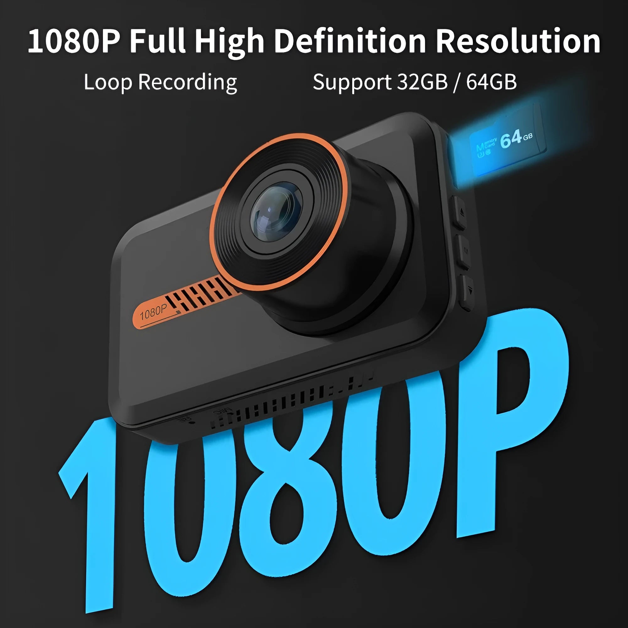 ThiEYE front and rear car dash camera system with 3-inch screen displayed next to its waterproof rear camera unit.