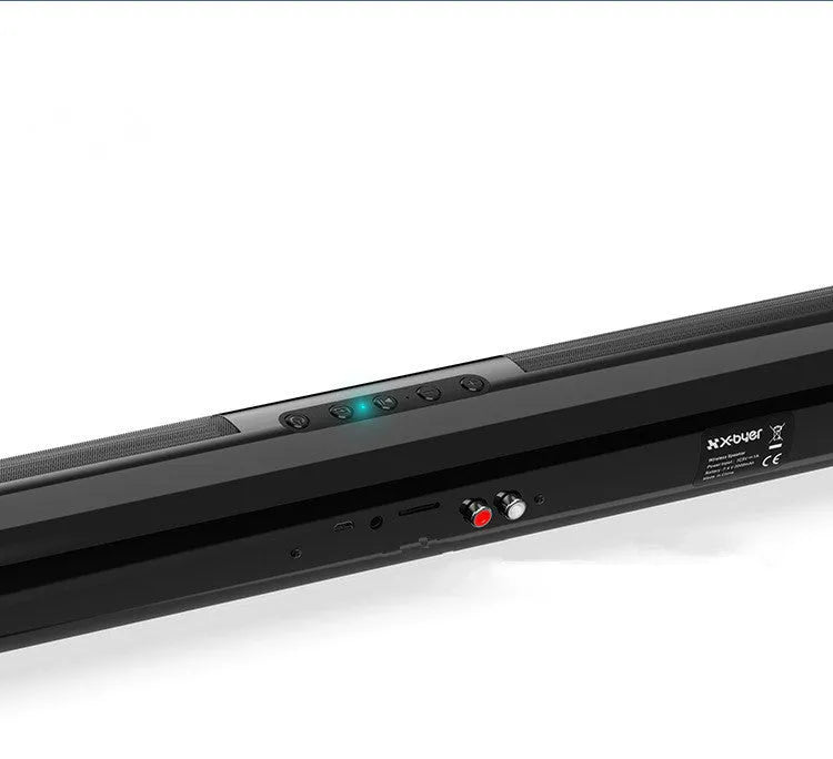 Black high-power Bluetooth soundbar speaker with compact rectangular design.