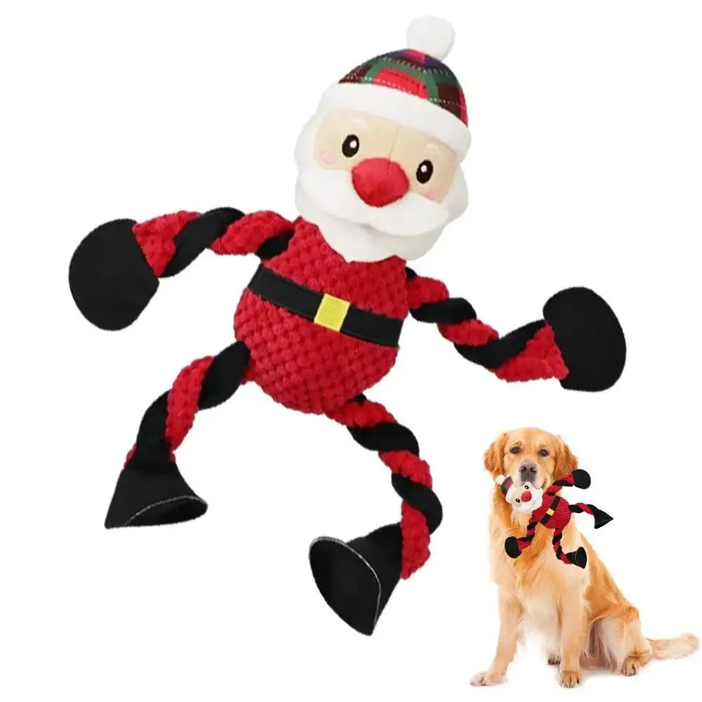 Interactive Christmas dog toy in squeaky plush, about 35*14*8cm, 140g, in Black, Brown, or White