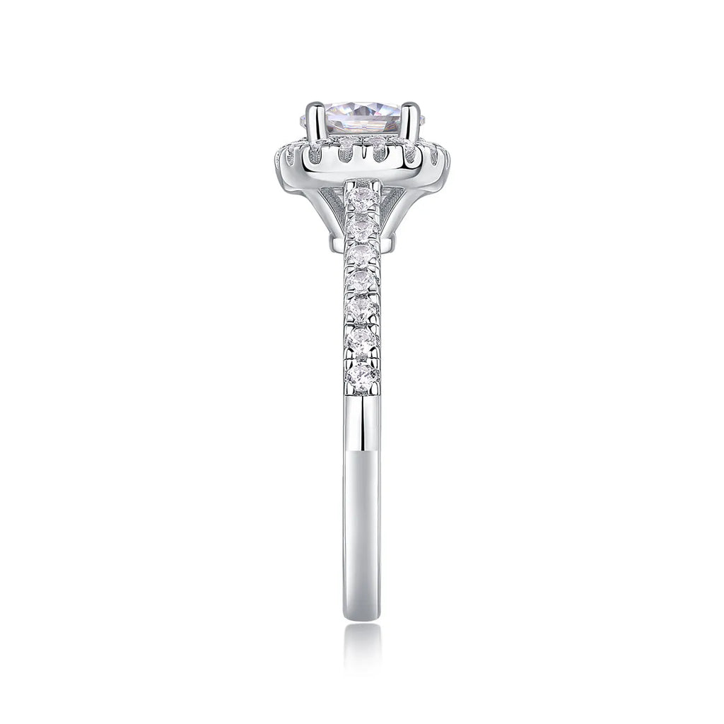 1-carat moissanite wedding ring set in S925 silver with platinum plating, gift box, GRA certificate