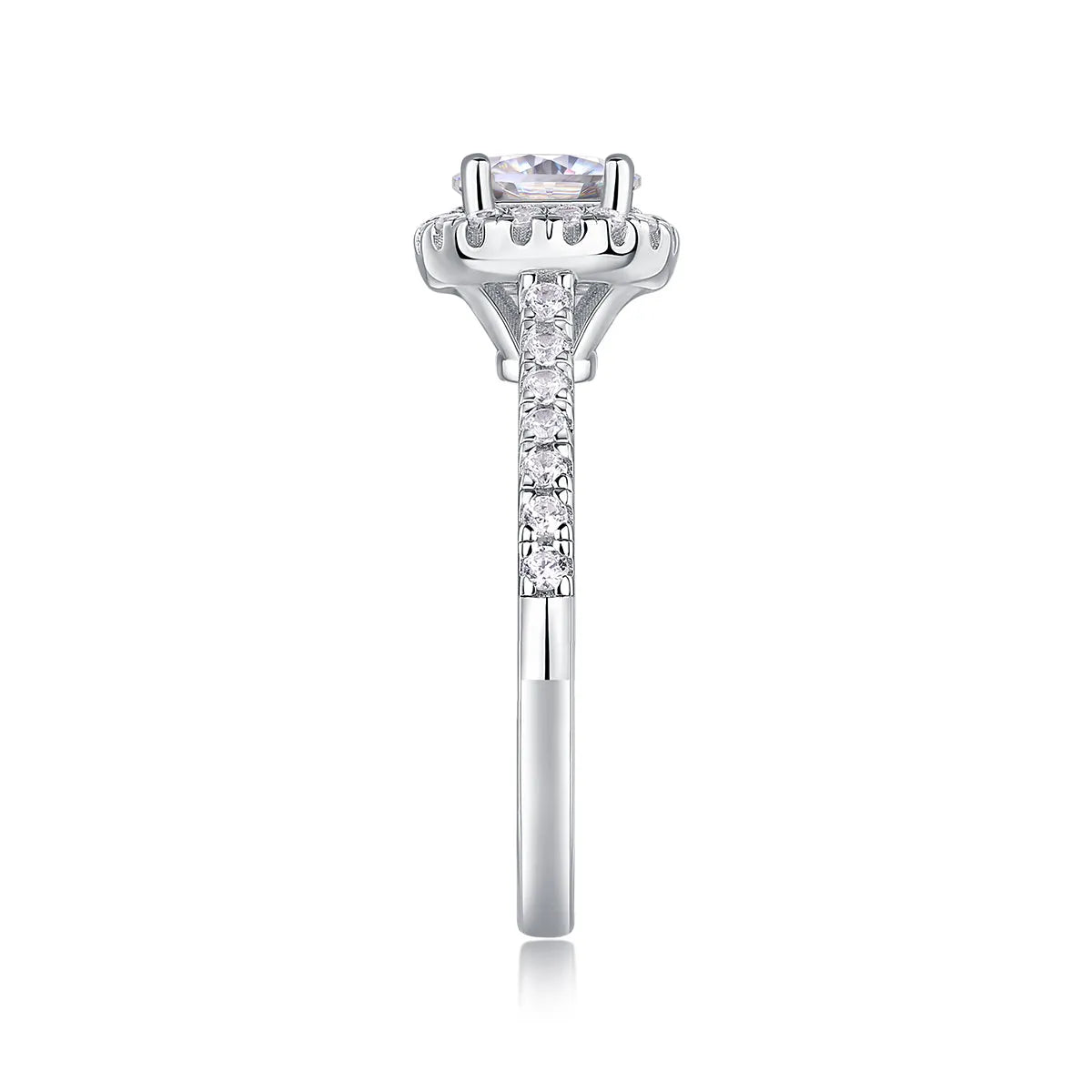 1-carat moissanite wedding ring set in S925 silver with platinum plating, gift box, GRA certificate