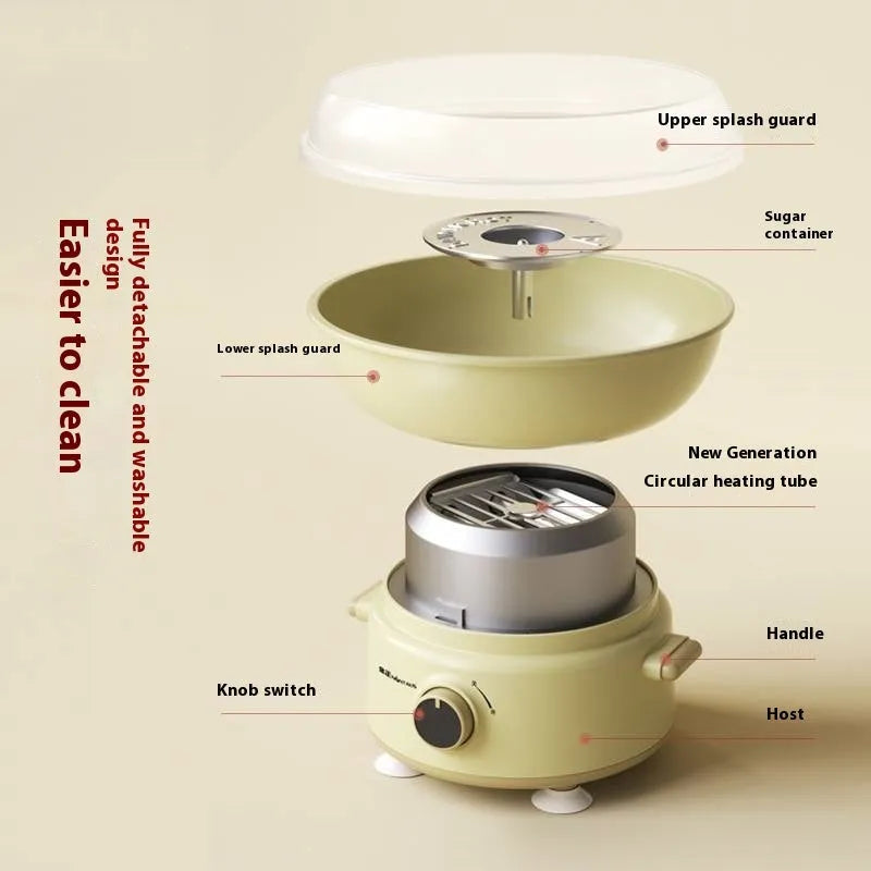 Mini blue metal cotton candy machine, 400W 220V, round heating tube, children's household model