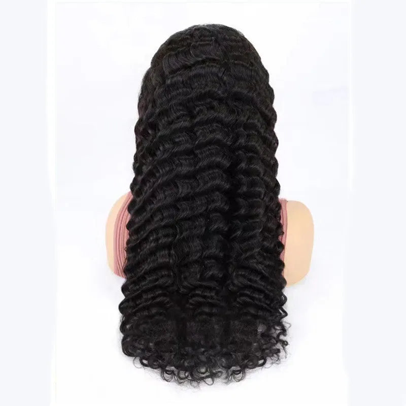 Solid colour human hair wig with half lace front, shown at long length.