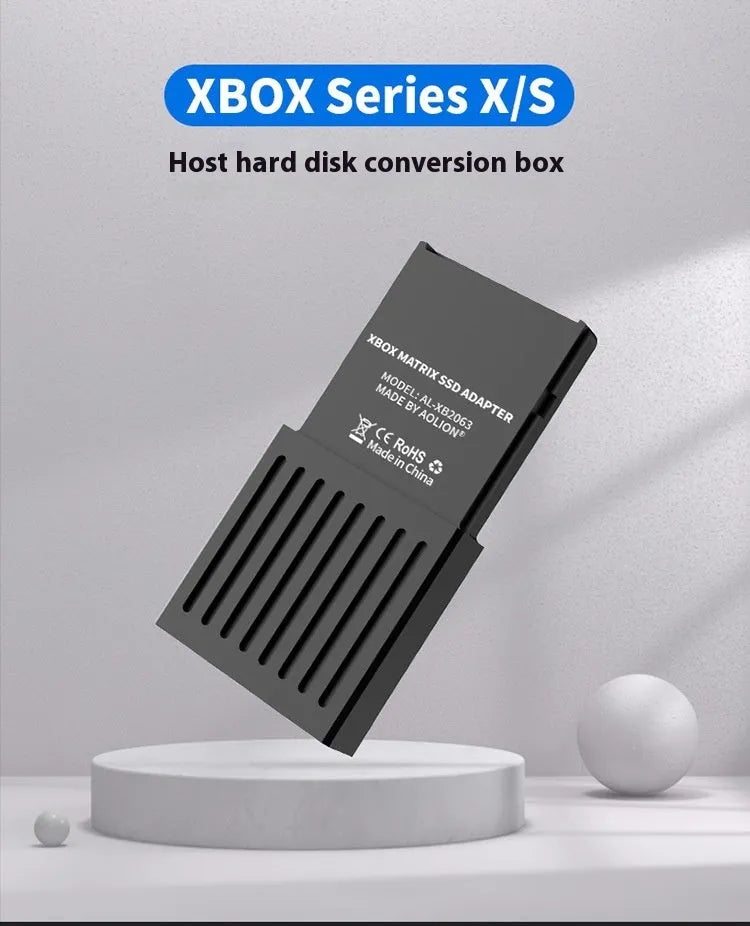 Aluminium Xbox Series S and X hard disk switching box with screwdriver and manual