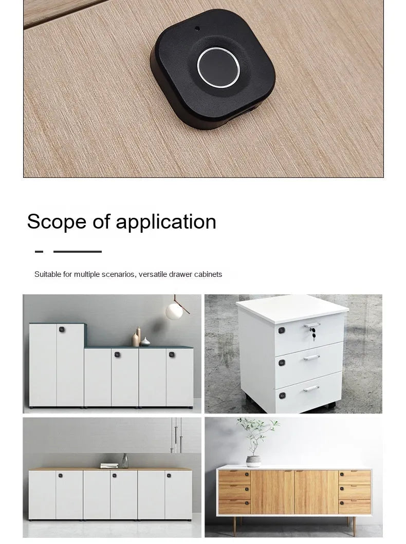 FO40S black fingerprint lock for drawer, wardrobe, office file cabinet and dressing cabinet