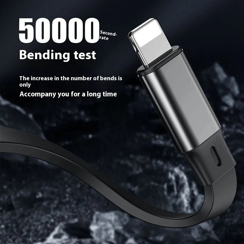 Three-in-one telescopic data cable, 100W fast charge, Mini USB, 0.5-1m, grey black and silver red