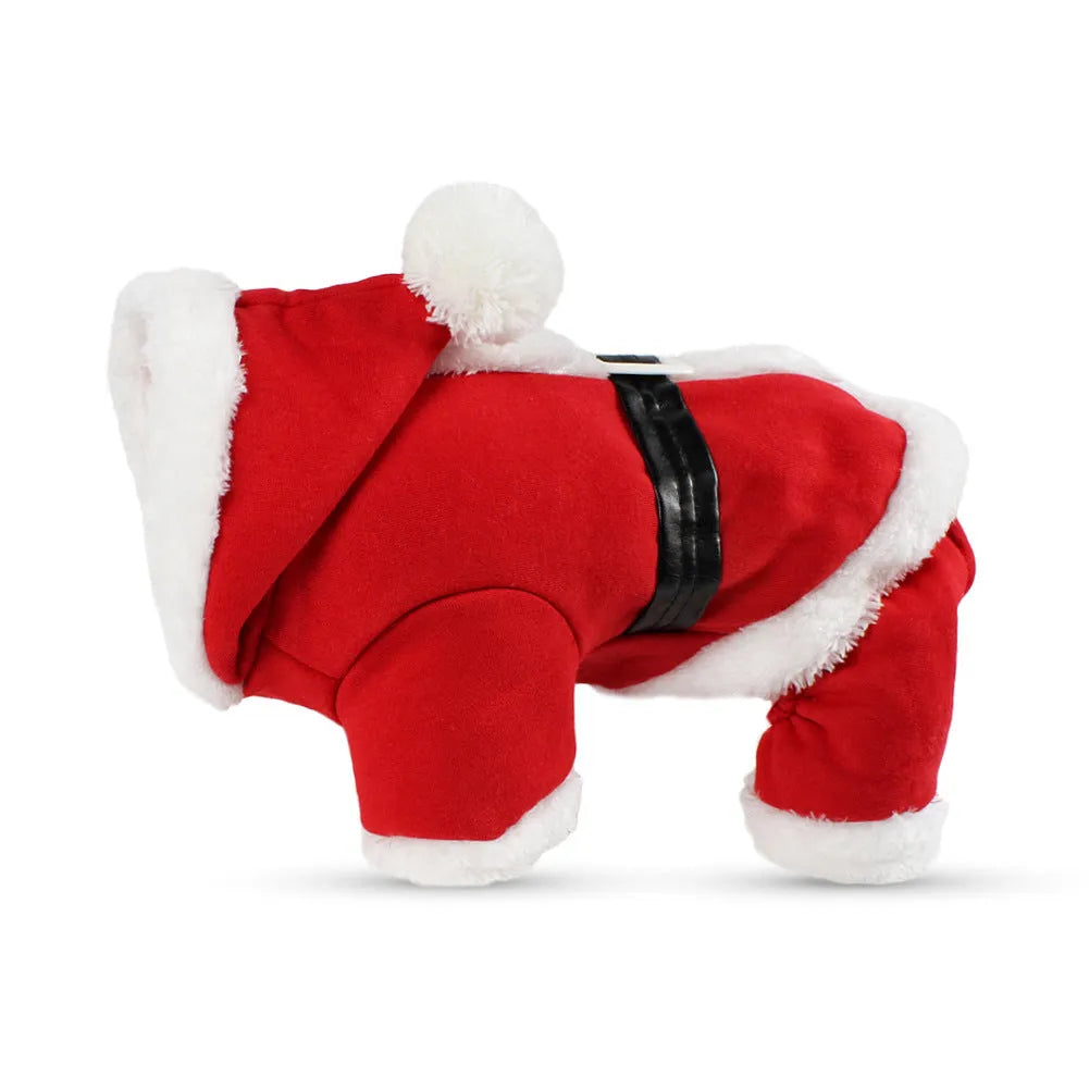 Red Christmas dog jumper in wool and cotton with fleece, four-legged pet clothing, sizes XS to XL