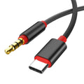 Nylon audio headphone cable with silver connectors in black or silver colour options