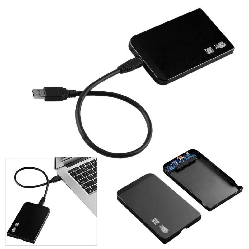 USB 3.0 aluminium hard drive enclosure for 2.5-inch SATA drives, 118 x 72 x 10mm, silver black blue