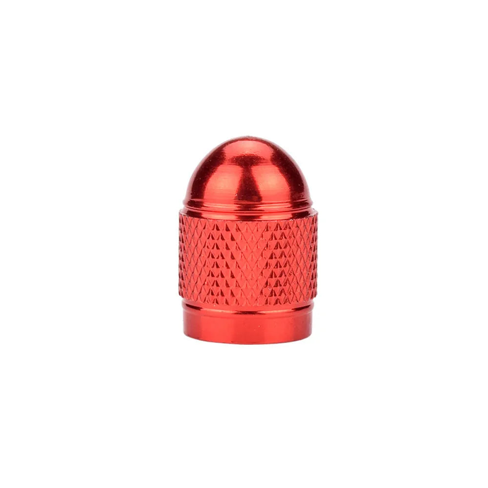 Aluminium alloy mountain bike tyre valve cap in black, blue, gold, red, and silver colours