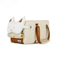 Beige hard-shell pet flight case with one-shoulder carry strap and EPE padded interior