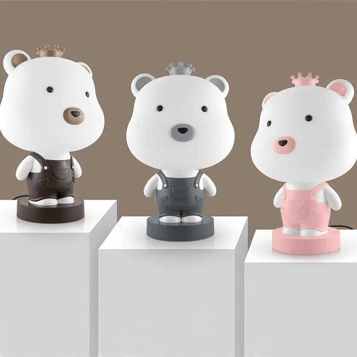 Animal cartoon table lamp with plastic shade showing bear, cattle, rabbit, or tiger design options