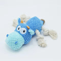Plush cow dog toy with squeaker in orange pink or blue, 24x20x9.5cm