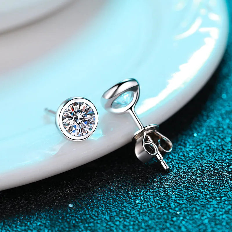 925 sterling silver Pt950 gold plated earrings with moissanite or zircon gemstone options