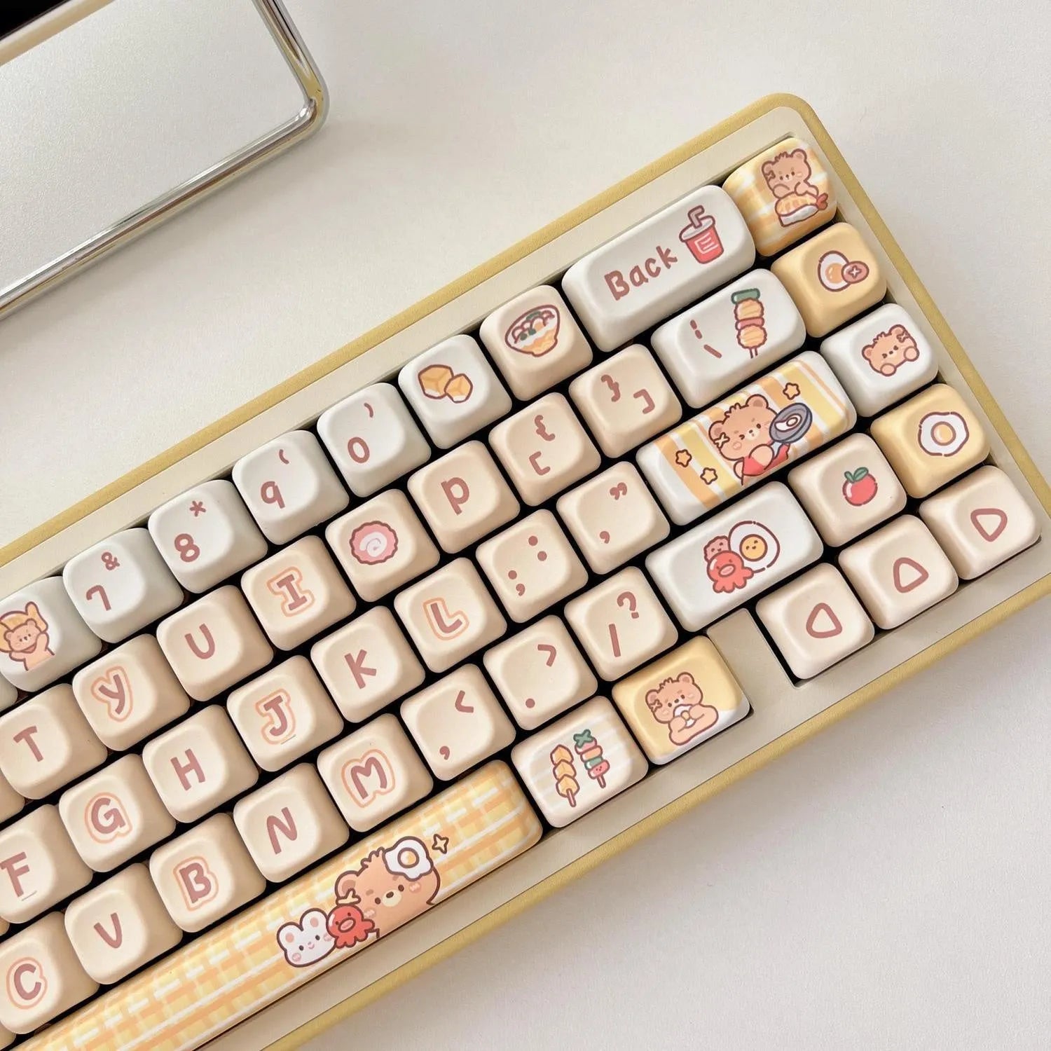 Rabbit Bear Restaurant themed mechanical keyboard keycaps in EOA height with heat sublimation printing