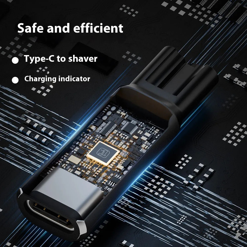 Black 4.3V USB-C charging adapter for electric shavers and hair clippers with aluminium alloy housing