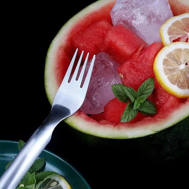 2-in-1 stainless steel watermelon slicer fork 26cm silver kitchen fruit cutting tool