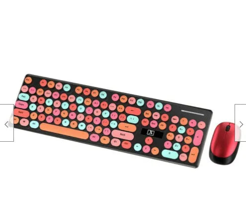 Wireless punk keyboard and mouse set in vibrant yellow mixed colour with backlight keys