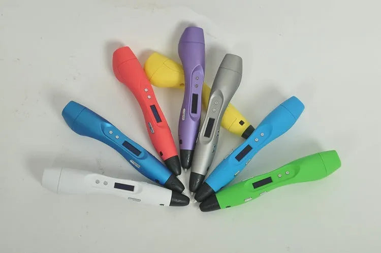 3D print pen in silver colour with 0.7mm nozzle and power cord