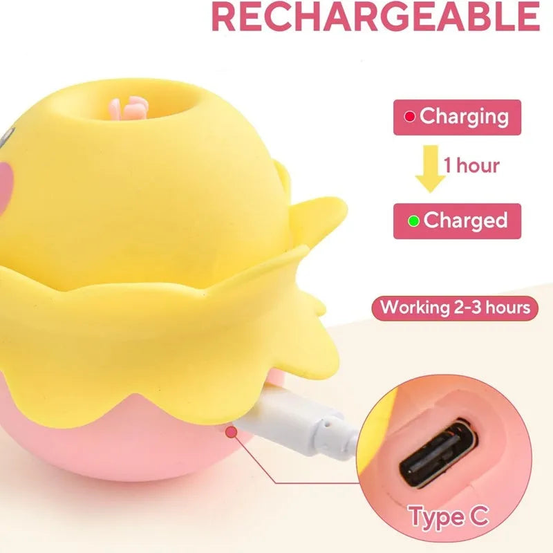 Pink interactive automatic cat feather toy with 360° rotation, LED light, and detachable feathers.