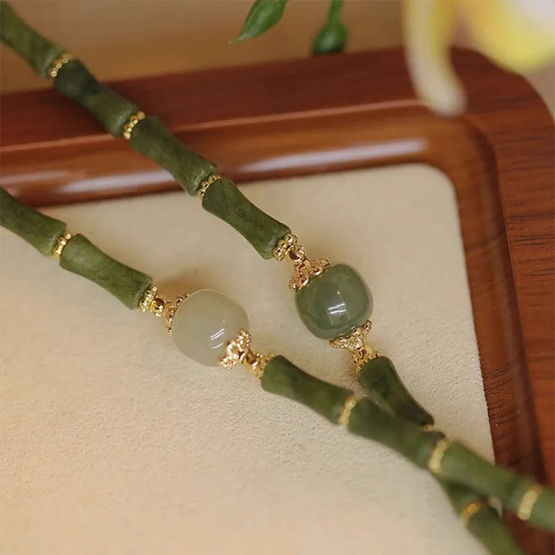 Geometric circular Hetian jade bracelet for women in dark green and light colour options.