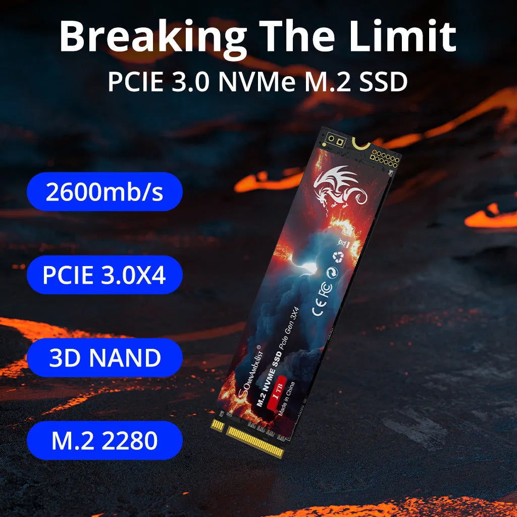 M.2 NVMe Solid State Drive for desktop computers with PCIe 3.0 interface.