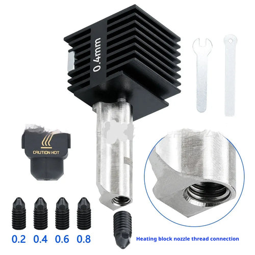 Bambu Lab A1 Mini hardened steel nozzle upgrade kit with four sizes and black silicone sleeves