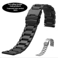 Solid stainless steel watch strap with double-security buckle, quick release, in silver black gold or rose gold, 18-24mm