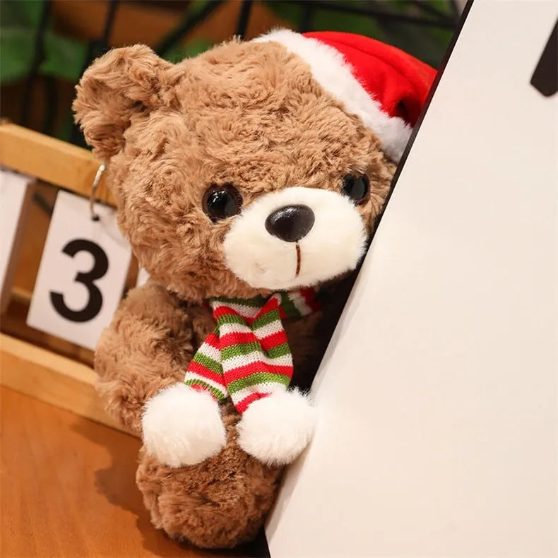 25cm cute little bear plush toy in brown or white for Christmas decoration and teenage gifting