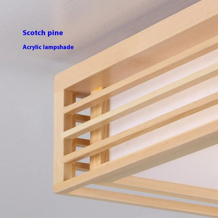 Solid wood ceiling lamp, Nordic wood art light, 35-65cm, 12-40W, 220V, remote dimming