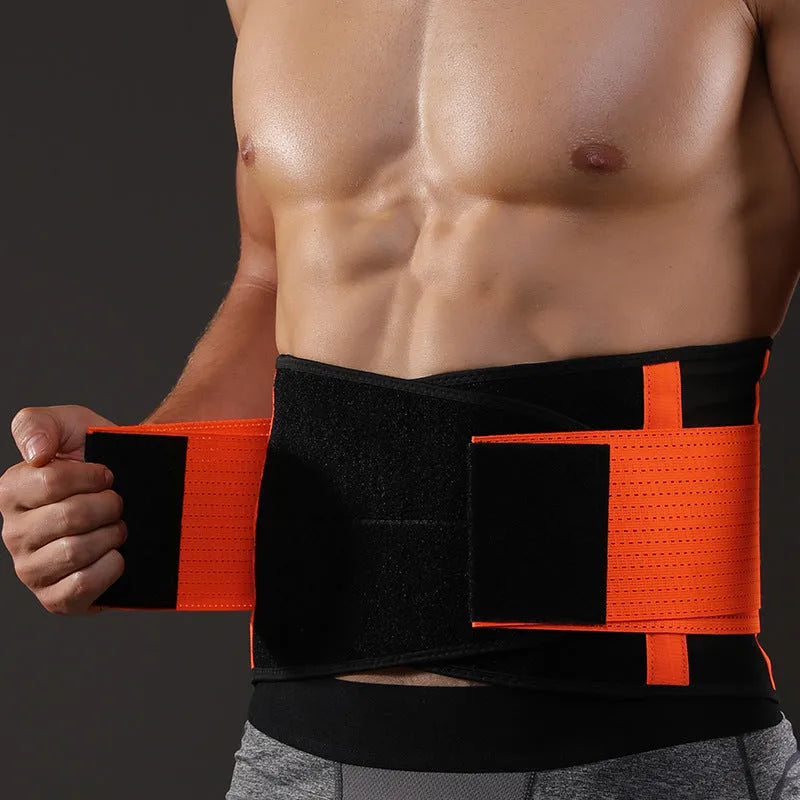Waist support belt for outdoor fitness, running, basketball and yoga, in orange, yellow, blue or black, sizes M to XXL