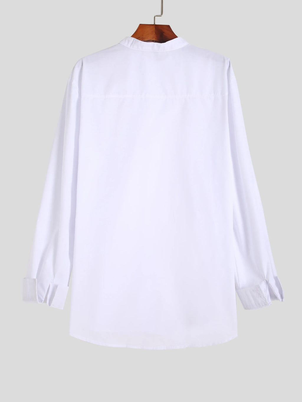 Men's stand-up collar white shirt, form-fitting cut, shown in white and available in sizes S to XXXL
