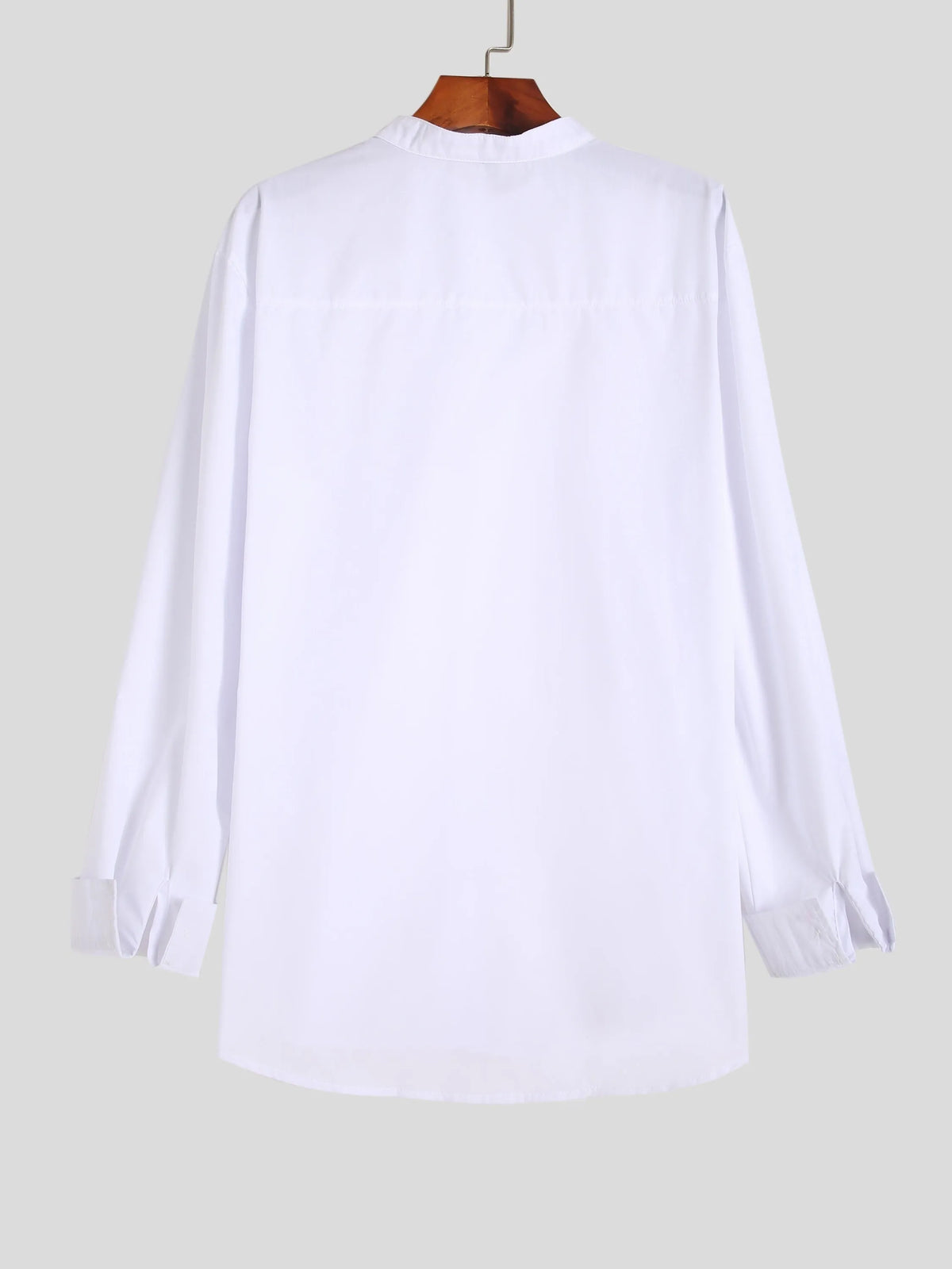 Men's stand-up collar white shirt, form-fitting cut, shown in white and available in sizes S to XXXL