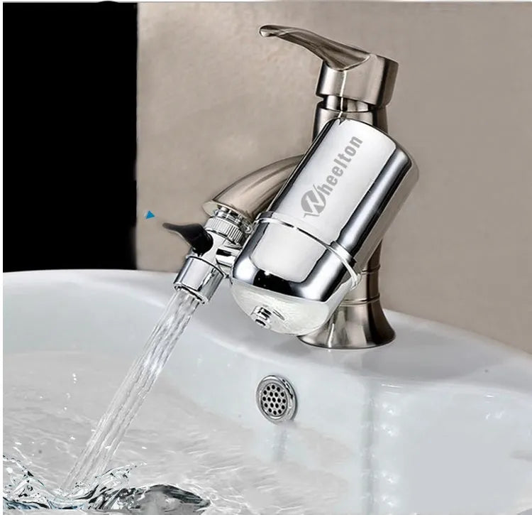 Faucet water filter with stainless steel and ceramic filter, terminal purification, 150L/h, silver filter element